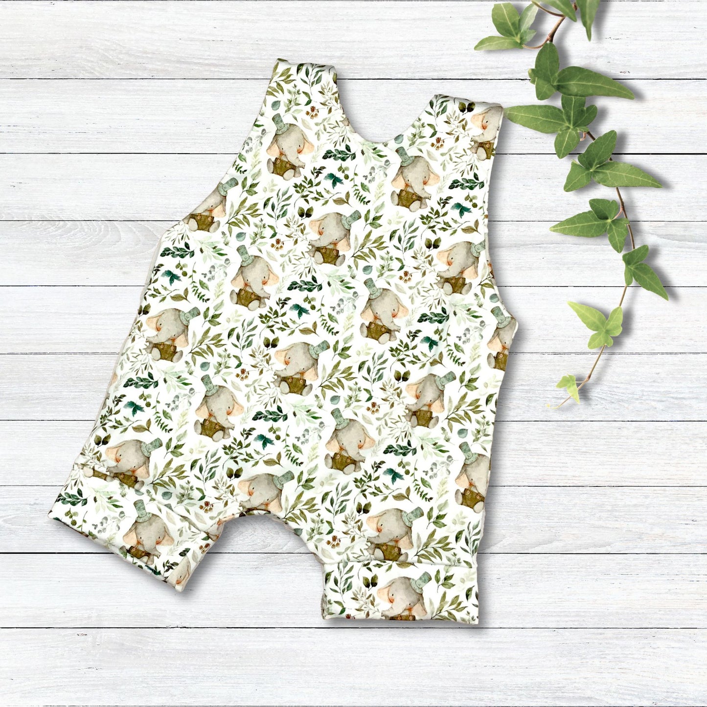 Cute Baby Elephant Print Short Romper