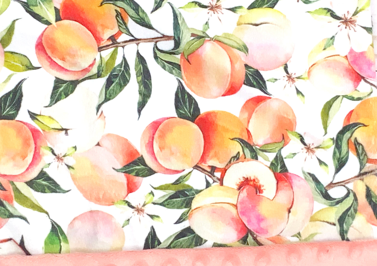Pretty Peaches in Pink Baby Minky Blanket, Personalized with Embroidery