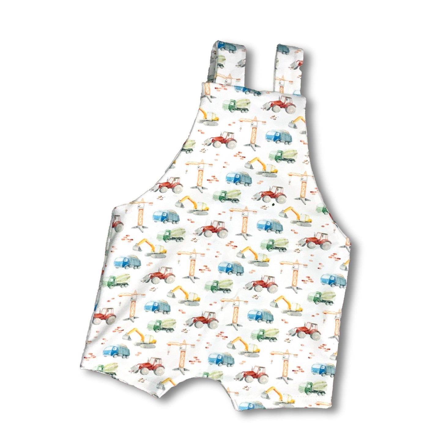 Construction Equipment Print Short Romper Organic Cotton