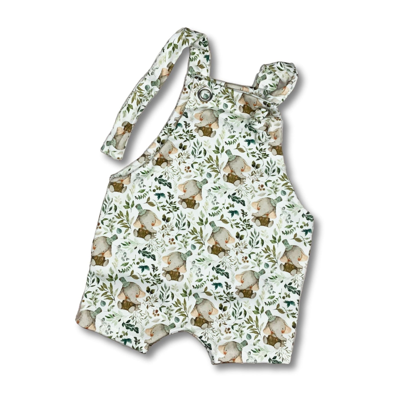 Knotted Romper With Cute Baby Elephant Print