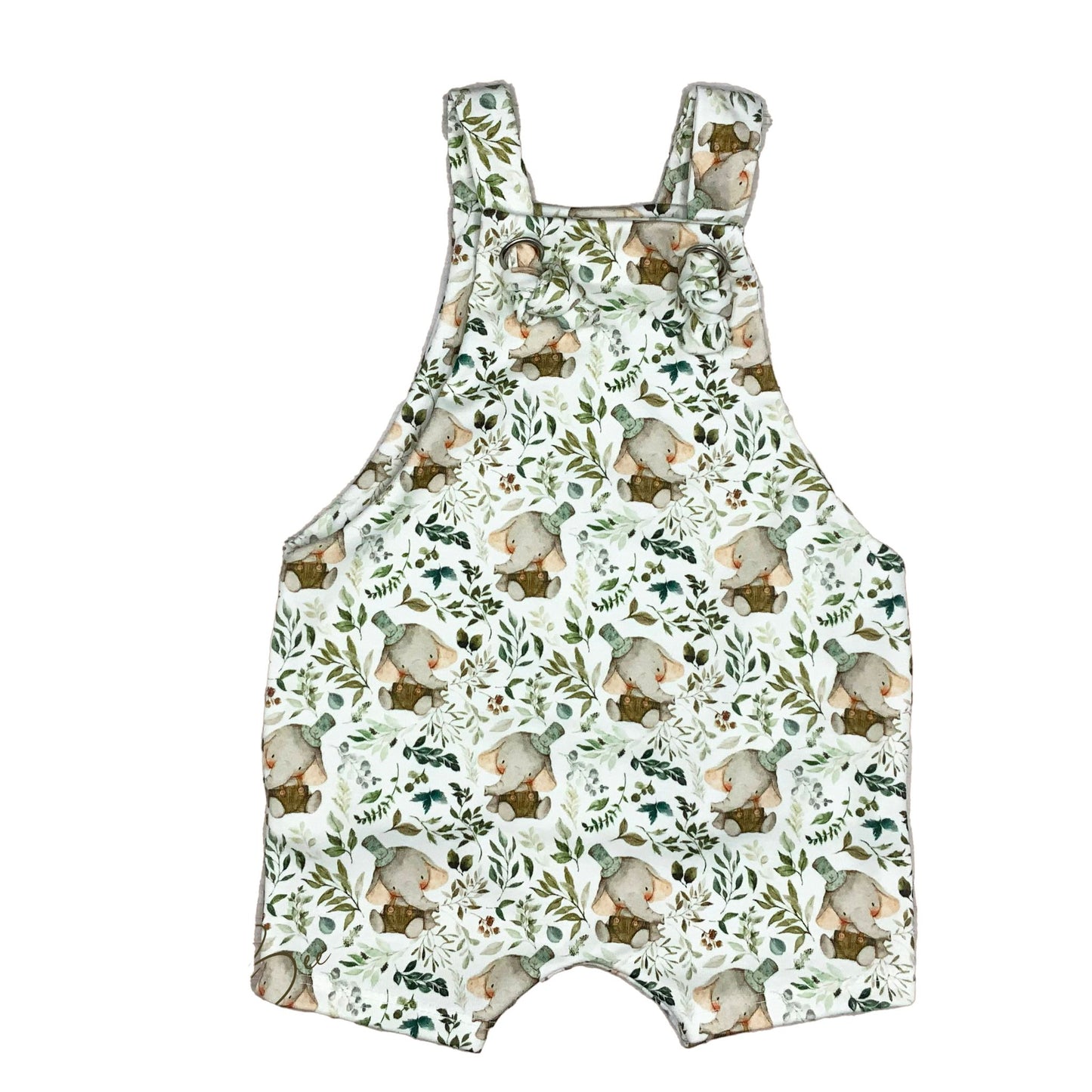 Knotted Romper With Cute Baby Elephant Print