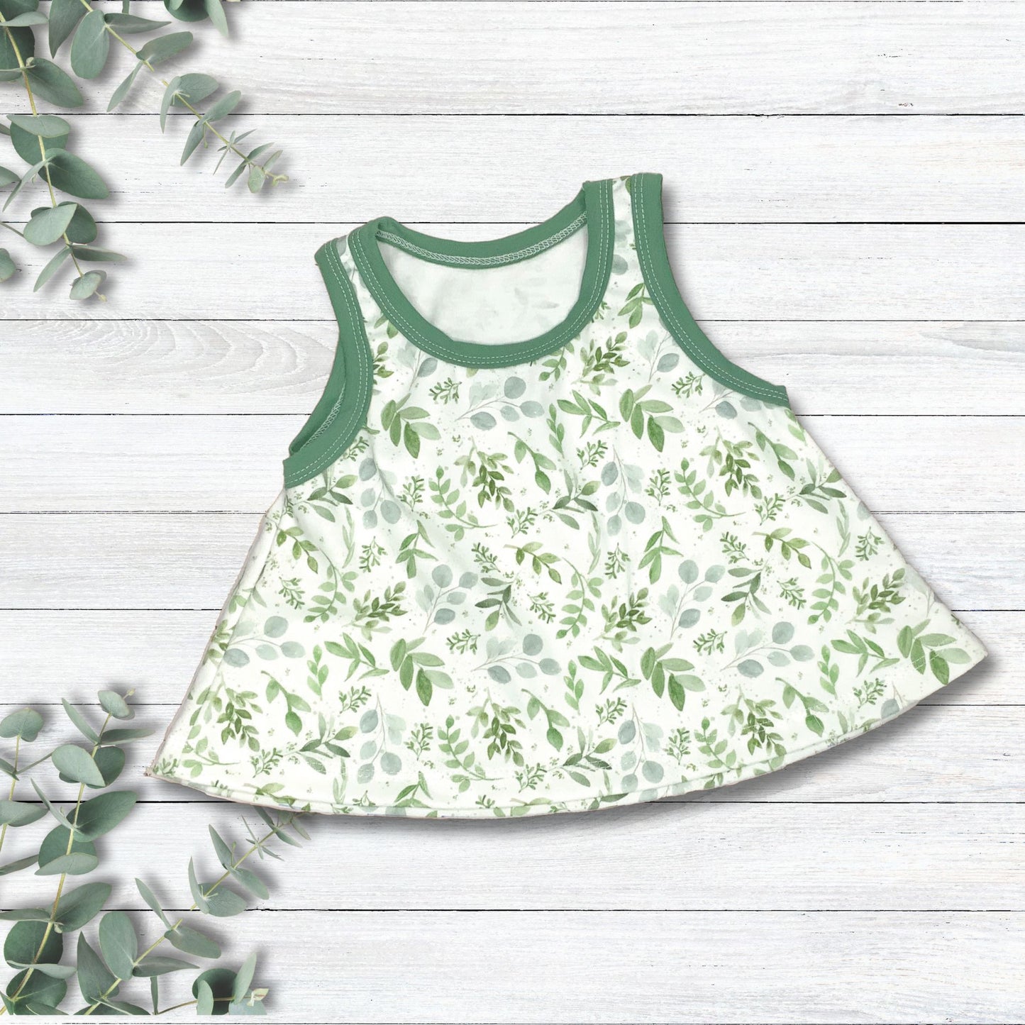 Swirl Tank Top and Slim Flared Leggings Set for , Organic Cotton Swing Tank & Leggings, Size 18-24 Months, Ready to Ship