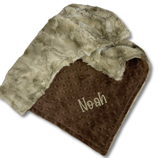 Personalized Warm Brown Lux Minky Lovey or Blanket