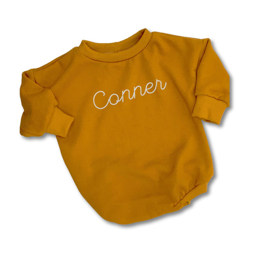 Organic Cotton  French Terry  Camel Sweater Romper