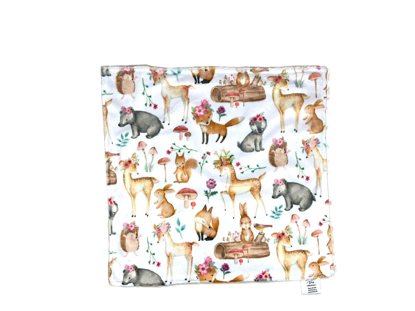 Personalized Woodland Animals Minky Lovey or Baby Blanket,