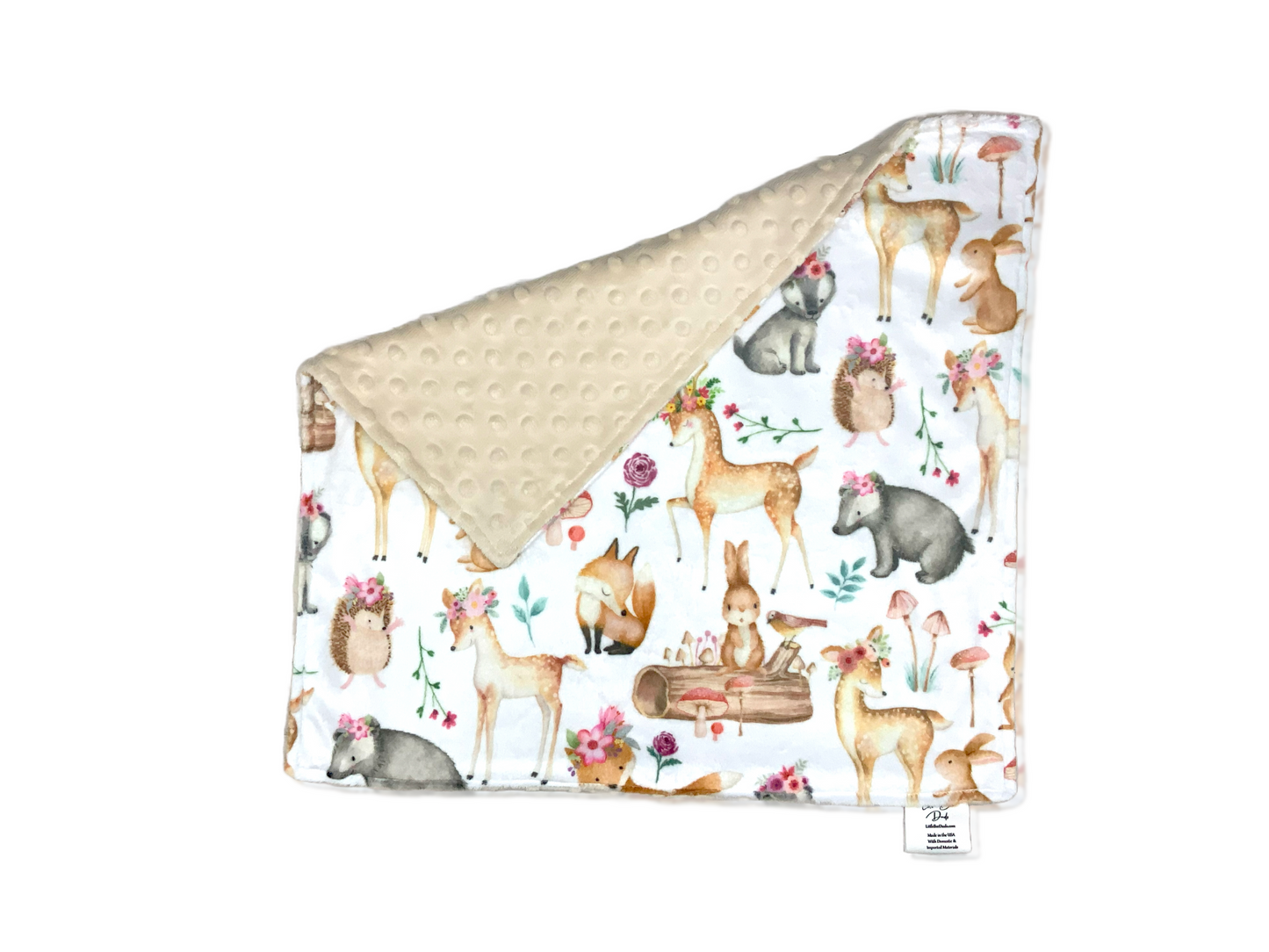 Personalized Woodland Animals Minky Lovey or Baby Blanket,