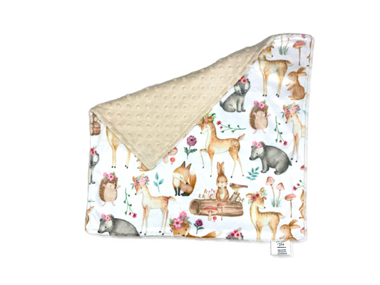 Personalized Woodland Animals Minky Lovey or Baby Blanket,