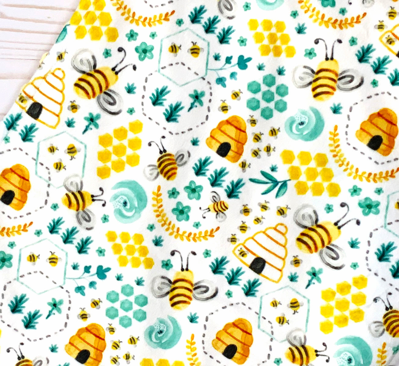 Busy Bees Yellow  Baby Minky Blanket, Personalized with Embroidery