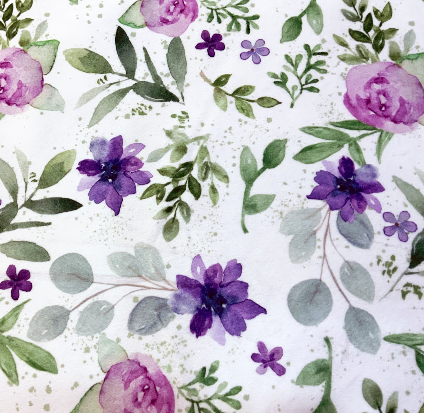 Lavender Floral Baby Minky Blanket, Personalized with Embroidery