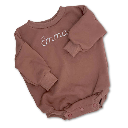 Organic Cotton  French Terry Warm Raisin Color Sweater Romper