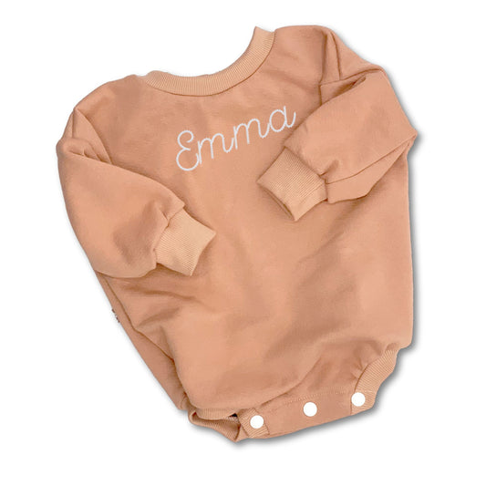 Organic Cotton  French Terry Rose Clay Color Sweater Romper
