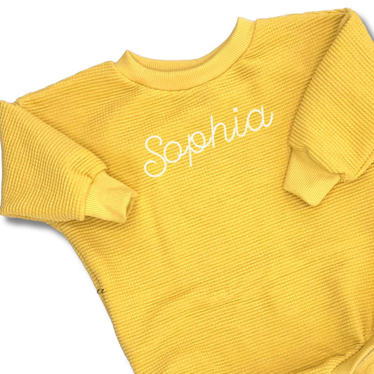 Organic Cotton  French Terry  Warm Sunshine Sweater Romper