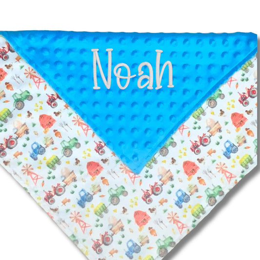 Country Springtime Farm  Baby Minky Blanket, Personalized with Embroidery