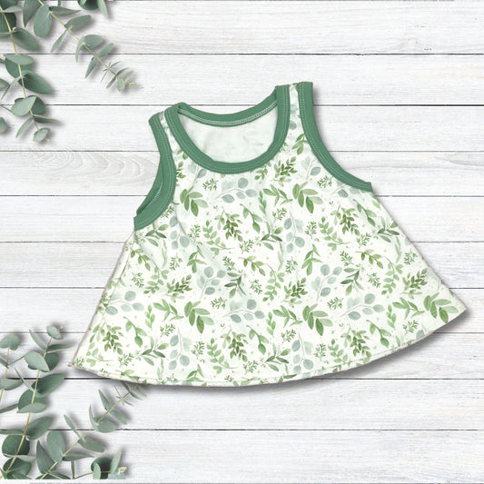 Swirl Tank Top and Slim Flared Leggings Set for  , Organic Cotton Swing Tank & Leggings, Size 18-24 Months, Ready to Ship