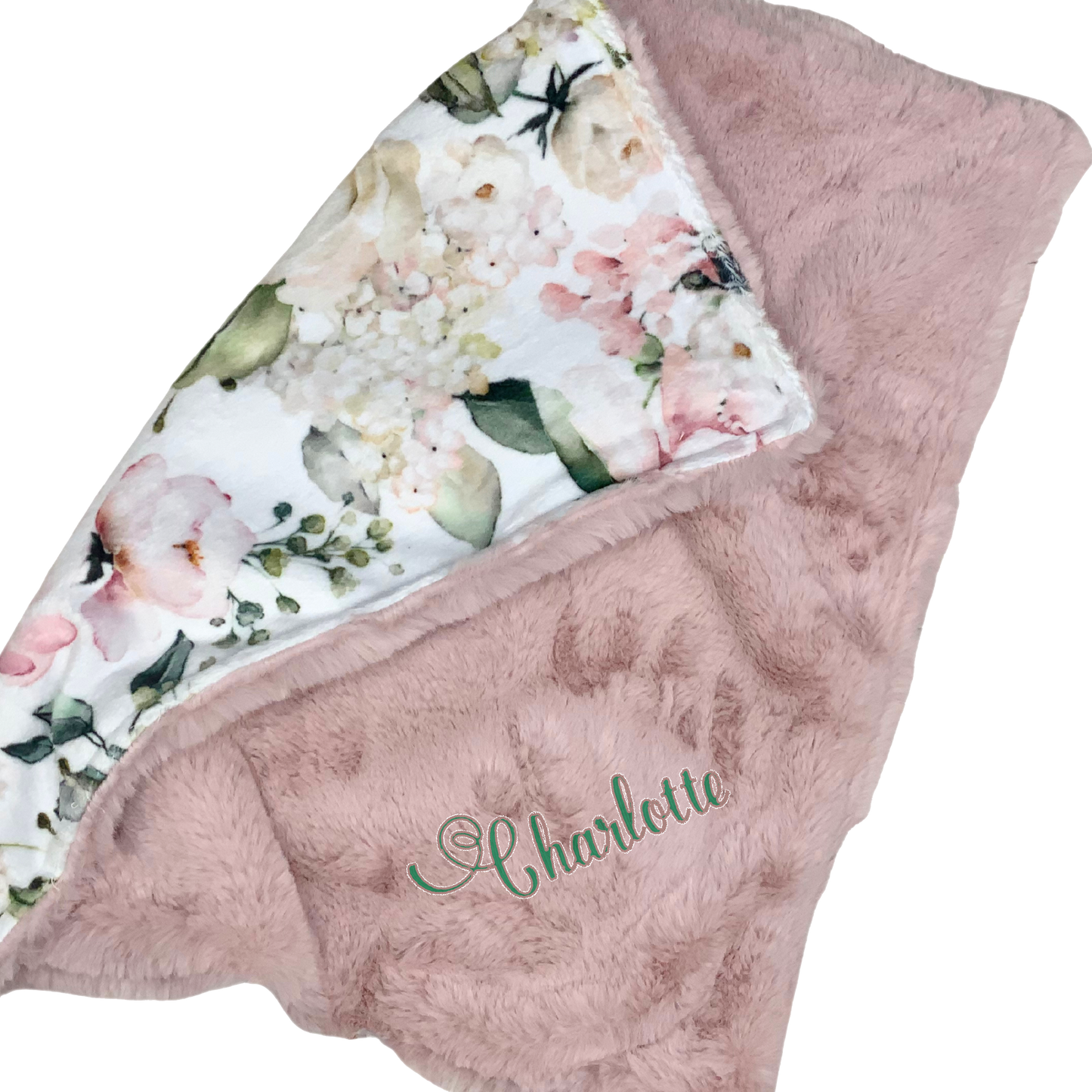 Personalized Pink Floral  Lux Minky Lovey or Blanket