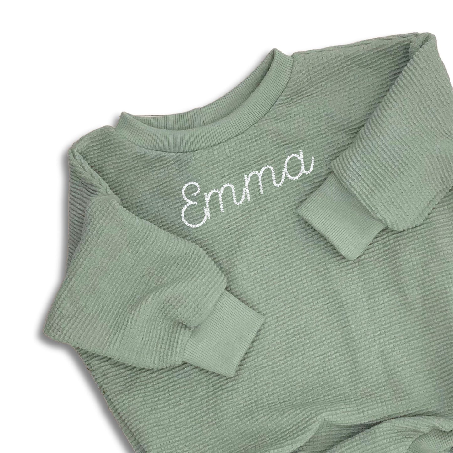 Organic Cotton  Waffle Pistachio Color Sweater Romper