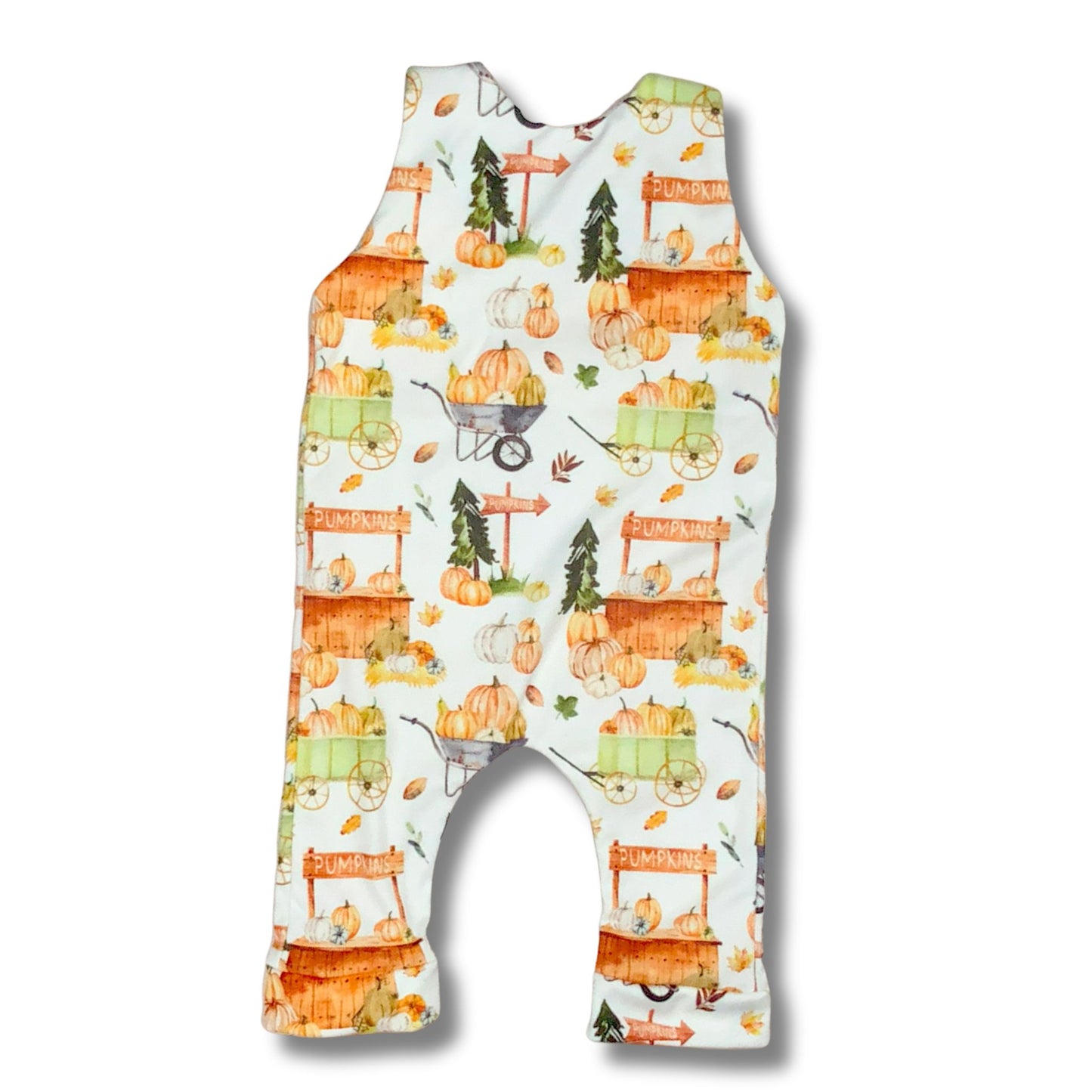 Fall Pumpkin Roadside Stand Long Romper