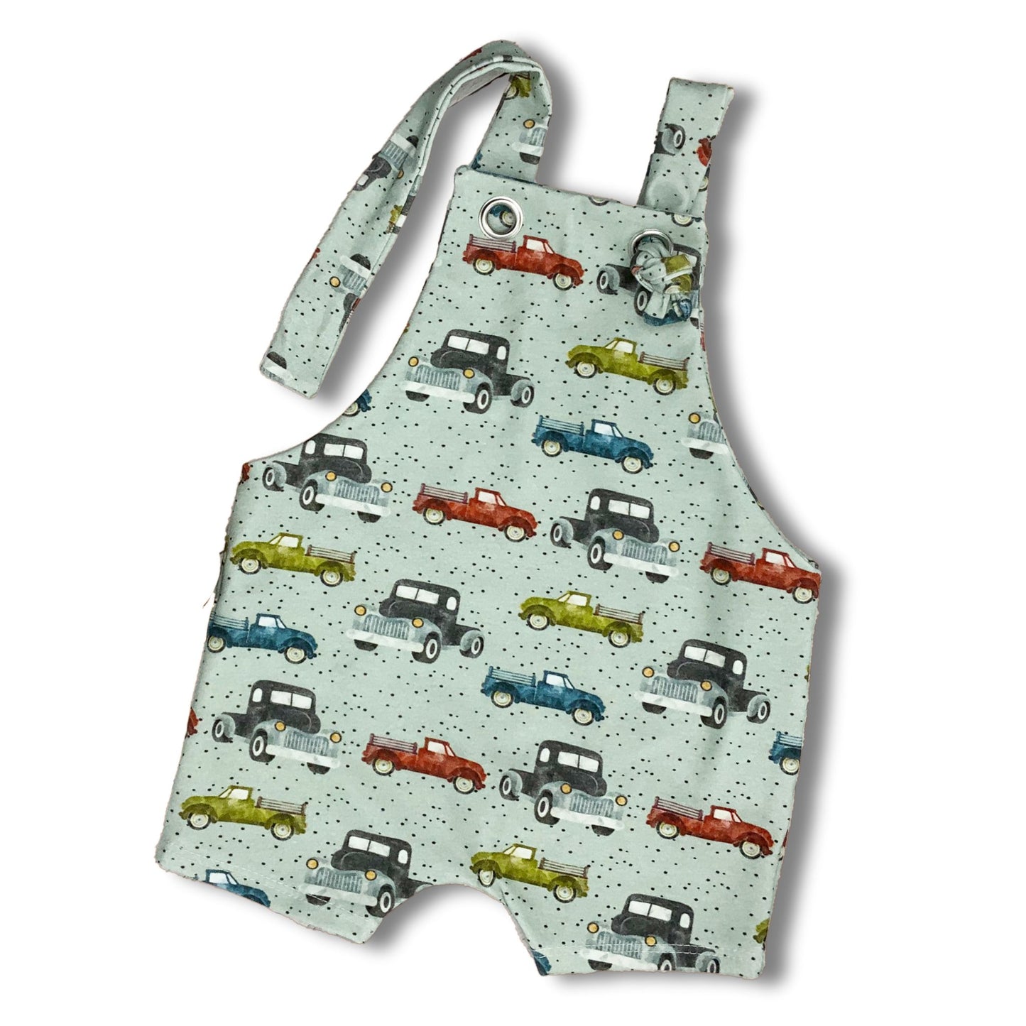 Short Summer Romper with Vintage Car Print, Handmade, Organic Cotton, Boys One Piece outfit (Copy)