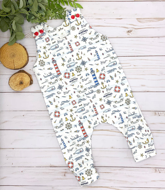 Nautical Romper , 100% Organic Cotton