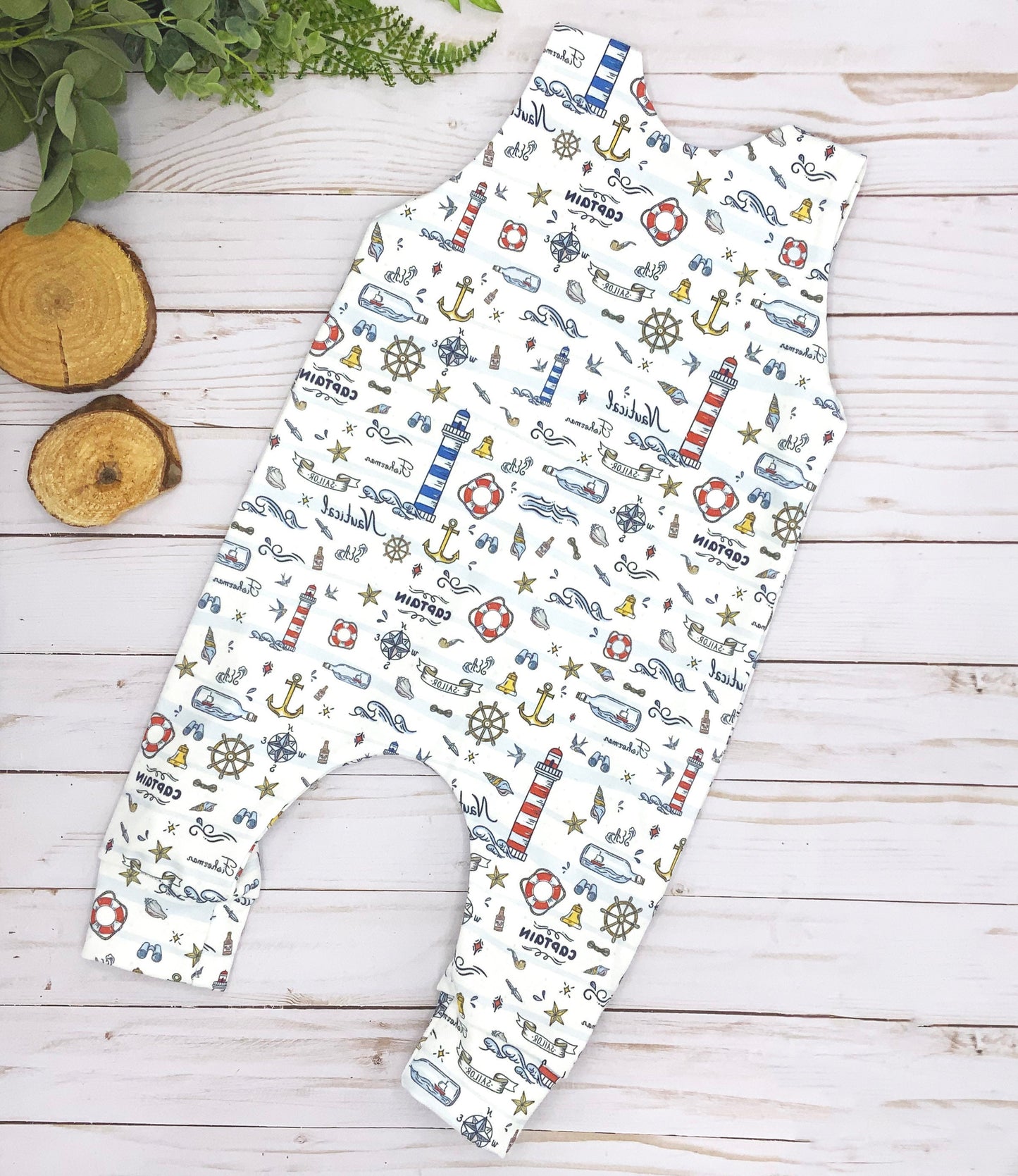 Nautical Romper , 100% Organic Cotton